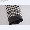 Zevity Women Vintage PlaidプリントカジュアルショートブレザーオフィスレディレトロシングルボタンアウトウェアスーツシックビジネスコートCT709 210927
