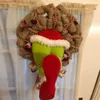 Thief Christmas Garland Decorations Grinch Stole Christmas Burlap Wreath Garland Rolig gåva till barn Friends Home Decor4626168