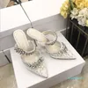 Sapatos de moda bombas lace lurum folha de cristal apontou mula mula festa de casamento passarela