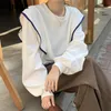 EZGAGA Streetwear T Shirt Kadın Kırpma Tops Basit Gevşek Uzun Kollu İpli Eşofman Kazak Tüm Maç Tişörtleri Rahat 210430
