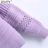 Women Fashion V Neck Purple Color Patchwork Crochet Knitted Sweater Female Pear Buttons Chic Cardigans Tops S721 210416