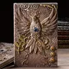 Kabartmalı Vintage Dizüstü Retro Phoenix Deri Günlüğü Not Defteri Ciltli Seyahat Sketchbook Masaüstü Dekorasyon KDJK2104