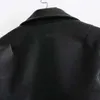 Serin Kadın Siyah Kısa PU Moto Ceket Bahar Sonbahar Moda Bayanlar Fermuar Deri Giyim Kızlar Rahat Streetwear Coats 210515