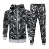Men's Hoodies & Sweatshirts 2021 Autumn Tracksuit Set Men Camouflage Sportswear Suit Winter Pullover Gyms Outfit Zipper Sweatpants Male 2 Pi