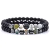 Strand Beaded Strands 6mm Natural Stone Beads Bracelet 2pcs / set CZ Ball Bracciali Femme Amis Bracelets Pour Femmes Hommes Bijoux Hommes Bilekl