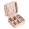 Portátil Pequenas Jóias Caixa Mulheres Travel Jewellery Organizador PU Couro Mini Caso Anéis Brincos Brincos Colar Titular Display Storage