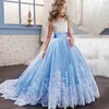 Dziewczyny Ślub Kwiat Girl Sukienki Dla Księżniczki Suknia Balowa Dress Elegancki Urodziny Party Dress Długie Formalne Pageant Vestido Q0716