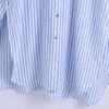 Kadın Yaz Casual Çizgili Gömlek Bluzlar Za Uzun Gevşek Keten Kadın Moda Sokak Artı Boyutu Üst Block Blusas Bezi 210513