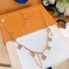 Tassel Fourleaf Clover Multilayer Titanium Steel Gold Color NonFading Luxury Pendant Necklace for Girlend6323595