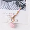 Fashion Trendy Keychain Ribbon Flower Keyring For Men Women Jewelry Pink Flower Cute Bag Car Key Holder Gifts