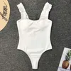 Sexig baddräkt kvinnor trä öra ruffle badkläder push up monokini baddräkter sommar strand bär baddräkt 210611