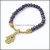 Charm Armband Smycken Mode 6mm Glaspärlkedja Kvinna Kristall Hand av Fatima För Kvinnor Buddhas-Hand Bangle Diy Drop Leverans 2021 Raam