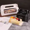 Stobag 10st Swiss Roll Bakning Kaka Förpackning Portable Western Cake Ost Box Mousse Long Gold Stamping Box Baby Shower Del 210402