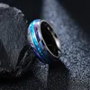 Black Tungsten Carbide Ring Band Finger Imitation OPal Rings for Women Men Fashion Jewelry Will and Sandy