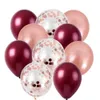 10 teile/los Rose Gold Konfetti Ballon Burgund Weinrot Latex Ballons Hochzeit Dekoration Alles Gute Zum Geburtstag Party Supplies Ballons