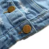 Topp och höst Baby Girls Denim Jacket Coat Kids Rose Broderi Overcoat Fashion Outerwear Barnkläder 211011