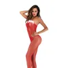 Body in pizzo da donna Lingerie sexy in rete See Through Tuta rossa senza cavallo porno Erotico con apertura sul cavallo Catsuit Calze a rete Reggiseni 7887683