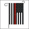 Banner Festivo Suprimentos Home 30 * 45cm Americana Polícia Country Bandeiras Partido Decoração Azul Linha Azul EUA Preto Branco Vermelho Stripe Jardim Flag VT063