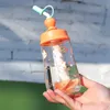 교반 텀블러 ​​학생 밀짚 만화 플라스틱 컵 크리 에이 티브 어린이 음료 주스 소녀 편리한 컵 4 색