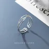 Geometrische drie-lagen lijnring voor vrouwen mode real 925 sterling zilver open abjustable vinger ringen fijne sieraden 210707