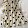 Kimutomo Coreano Big Dot Gonna Donna Primavera Estate Moda femminile Vita alta Slim Allentato A-line Gonna media lunghezza 210521