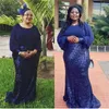 Etnik Giyim Pullu Afrika Kadınlar Abiye Artı Boyutu Dashiki Bazin Geleneksel Vestido Uzun Kollu Zarif Robe Şifon Bodycon Dres