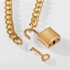 17KM Gothtic Gold Lock Chunky Chain Necklace For Women Men Big Chains Unlockable Locks Key Pendant Necklaces Exaggerated Jewelry269D