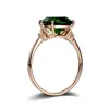 Square Emerald Green Jade Ring 18K Rose Gold Plated Simple Inlaid Gemstone Jewelry with Tourmaline Crystal Finger Rings for Women