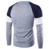 Suéter de primavera para hombre, camisetas de manga larga para hombre, algodón ajustado, Color sólido, ajustado, informal, ropa de calle, sudaderas 211008