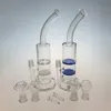 Glasbong mit gebogenem Hals, Wasserpfeife mit 18 mm weiblichem Gelenk, Wabenperc, 4 mm dicker Öl-Dab-Rig-Turbinen-Perkolator