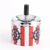 new Creative Metal Plastic Round Ashtray with Lids Press Rotary Portable Cigarette Holder Car Ashtrey EWD7561