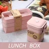 Eco-vriendelijke lunchcontainer Bento Box Japanse stijl Bento Lunchbox voor Kinderen Opslag Voedsel Container Voedsel Doos Tuperware Gezond 210818