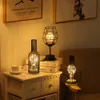 Wine Glass Bottle LED Night Light Iron Hollow Out Night Lamp for Cafe Hotel Balcony Home Decoration Table Lamp