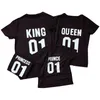Aile Bak Baba Anne Çocuk Eşleştirme Kıyafetler Anne ve Me Giyim Anne Kızı Elbiseler Moda T-Shits King Kraliçe Prens Prenses 210521