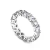 Top Grade Luxury Wedding Rings Sparkling Smycken 925 Sterling Silver Storlek 5-10 Vit 5A Kubik Zirconia Ringar Sooth Amerikanska för Kvinnor Princess Cut Diamond Bridal Ring
