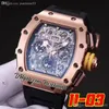 2022 Orologio da uomo automatico Miyota Oro rosa Big Date Quadrante scheletro verde nero Cinturino in caucciù rosso Super Edition 5 Stili Puretime01 03RG-b2