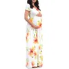 Chivry 2019 vestido de maternidad de verano mujeres moda estampado floral manga corta con cuello en v embarazada maxi vestido vestidos de embarazo vestidos q0713