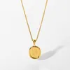 Hangende kettingen 18k PVD Gold vergulde roestvrijstalen body Signet ketting Dainty Long Sketch Series Square