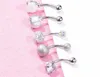 5pcs Sexy 316l en acier chirurgical Bar Boully bouton anneaux femmes Crystal Ball Girls Navel Piercing Harbell Oreille de boucle de pierre Bijoux de corps GC162