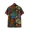T-shirt feminina Moda masculina e de mangas curtas Casual Casual Skull Print Beach Camisa Tops Multicolor Retro Top All-Match #10