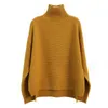 20 outono inverno cashmere suéter mulheres pescoço alto grosso 100% lã suéter preguiçoso solto malha pullover camisa de fundo personalização 211215