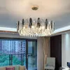 Lampy wiszące żyć żyrandol 2021 Okrągłe jadalnię LED Crystal Lampa sypialnia Dekoracja domu oświetlenie wewnętrzne