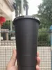 Deusa da sereia 24oz 710ml canecas de plástico tumbler reutilizável claro beber fundo plano pilar forma tampa copos de palha caneca