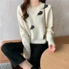 Vintage Loose All Match Stylish Florals Women Sweater Streetwear Basic Warm Sweet Causal Clothe Tops 210525