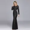 Plus Size Evening Dresses Mermaid O Neck Full Sleeve Lace Appliques Tulle Long Party Gown Robe Soiree Elegant Formal Dress7022958