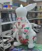 26FT ПВХ брезентовый гигант надувные надувные украшения надувные белый кролик с цветочным печатью мультфильм талисмана для фестиваля середины осени
