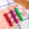 Mini Aluminum Colourful Metal Pet Dog outdoor Training Whistle With Keychain Key Chain Ring Dogs Sound Adjustable Tool DH8754