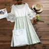 Mori Mädchen Prairie Chic Sommer Frauen Gefälschte Zwei Stücke Kleid Floral Gedruckt Casual Weibliche Elbise Süße Elegante Vestidos 210520