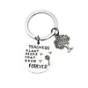 new Stainless Steel Keychain Pendant Teachers Plant Seeds That Grow Creative Tree of Life Decoration Keyring Teacher's Day Gift EWA5996