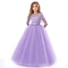 Kids Bridesmaid Lace Girls Dress For Wedding and Party Dresses Evening Christmas Girl long Costume Princess Children Fancy 6 14Y 2567 Q2